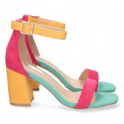 Sandalia de Tacón para Mujer  con Estampado Multicolor  y Cierre de Hebilla  Primavera Verano 2022 auntum - 1