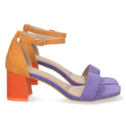 Sandalia de Tacon para Mujer  Comoda  con Estampado Multicolor  y Cierre Ankle Strap de Hebilla  Primavera Verano 2023 auntum - 