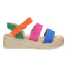 Sandalia de Plataforma para Mujer  Forrada de Yute  con Estampado Multicolor  y Cierre de Hebilla  Primavera Verano 2022 auntum 