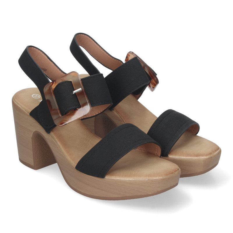 Sandalias de verano para mujer  elegantes y cómodas  con tacón de madera  hebilla decorativa y puntera abierta.  - 1