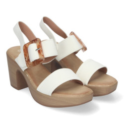 Sandalias de verano para mujer  elegantes y cómodas  con tacón de madera  hebilla decorativa y puntera abierta.  - 1