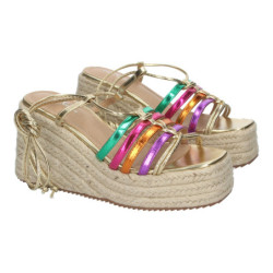 Sandalias con Cuña de Yute  Cómodas y Elegantes Con Tirantes en la Pala  Estilo Veraniego con Cierre de Cordones y Puntera Ab...