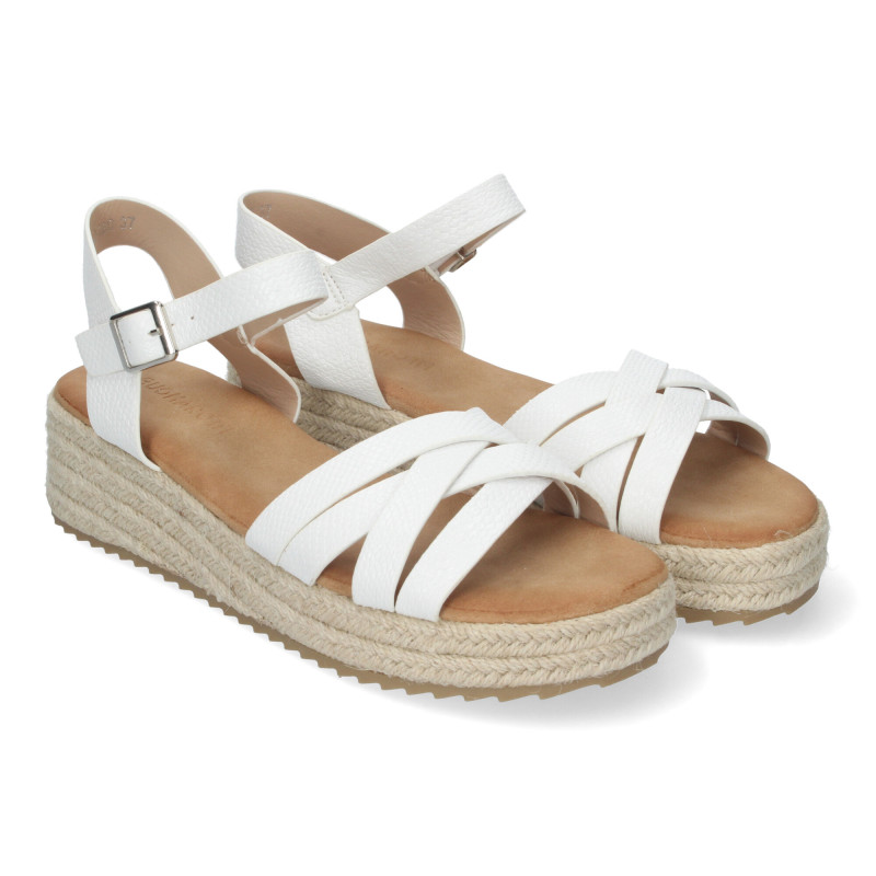 Sandalias Planas para Mujer  con Yute  Elegantes y Cómodas con Tiras Cruzadas y Hebilla Ajustable  Ideales para Verano.  - 1