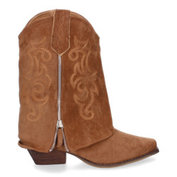 Botas de Tacón para Mujer  Estilo Cowboy Polaina  Comodas y Elegantes  con Adorno Bordado y Cierre de Cremallera Lateral.  - 2