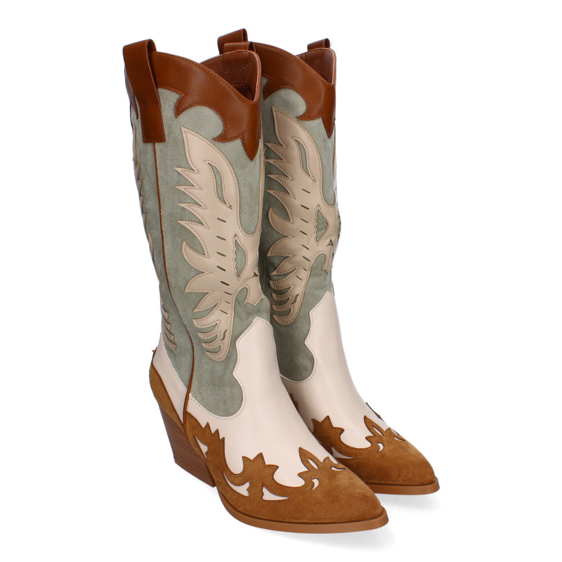 Botas de Tacón para Mujer  Estilo Cowboy  Comodas y Elegantes  Puntera Fina  Adornos Grabados  Diseño Moderno  Ideales para O...