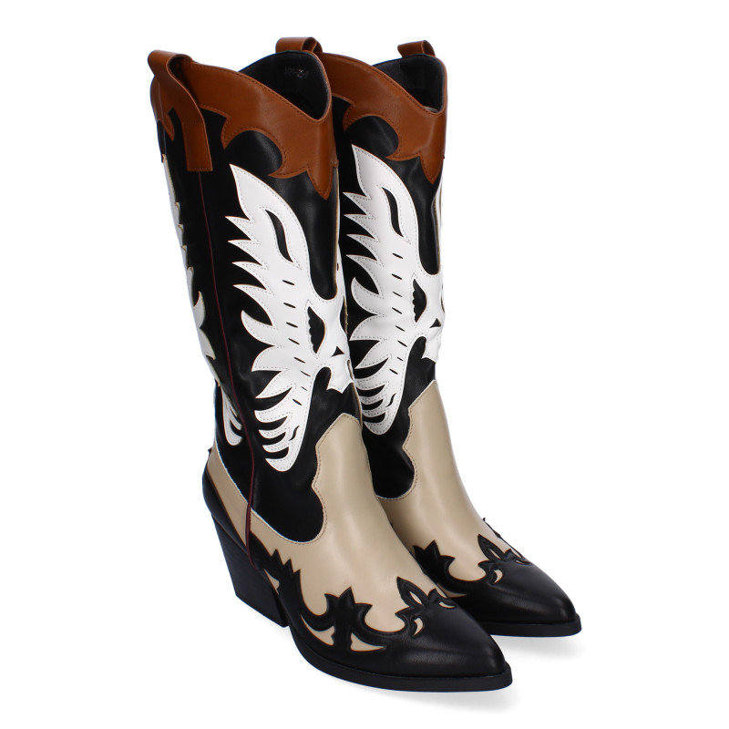 Botas de Tacón para Mujer  Estilo Cowboy  Comodas y Elegantes  Puntera Fina  Adornos Grabados  Diseño Moderno  Ideales para O...