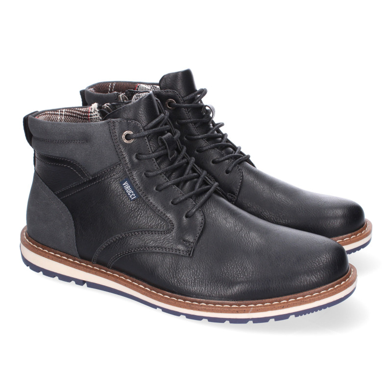 Botin Casual Plano de Hombre  Comodo  Diseño Moderno  Detalle de Costuras Cierre de Cordones y Cremallera.  - 1