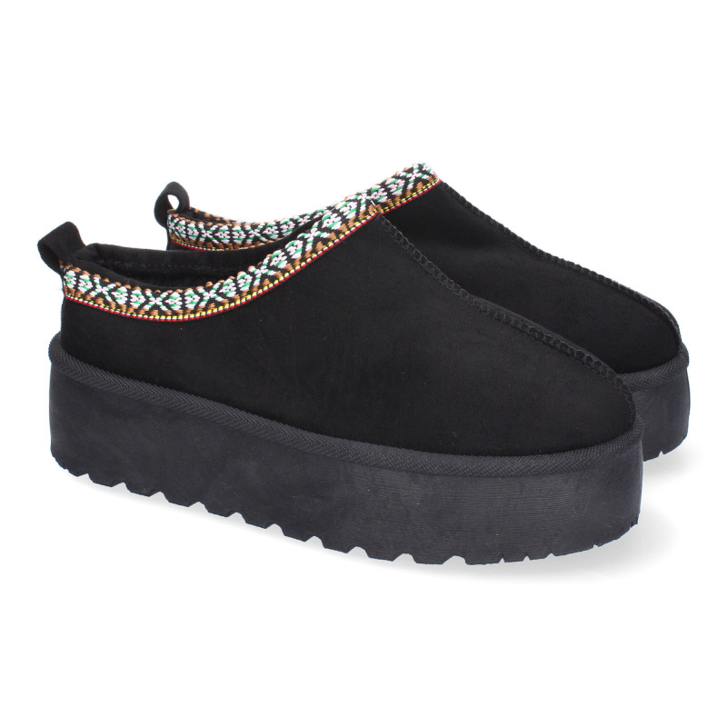 Zapatillas para Mujer de Plataforma  Bordadas  Diseño Moderno  Calidas Forradas de Pelo y Punta Redonda.  - 1